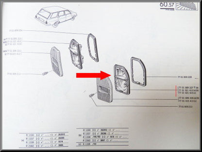 Unité de feu arrière droit – Renault 12 – OEM 7701009227