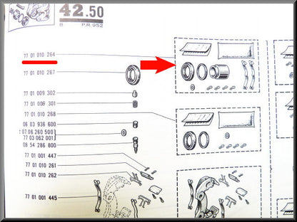 Kit de révision étrier de frein 54mm avant – Renault 12 Gordini – Renault 16 TX (73-75) - Renault 17 -  OEM 7701010264