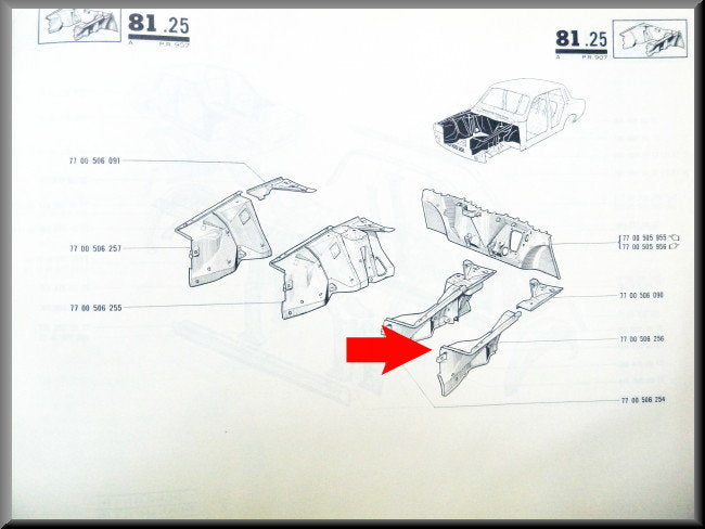 Passage de roue avant gauche – Renault 12 – OEM 7700506256 – NOS