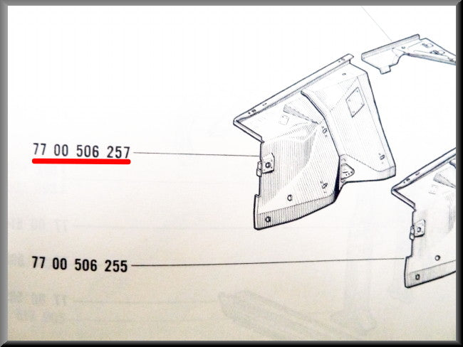 Binnenscherm voorzijde rechts – Renault 12 – OEM 7700506257