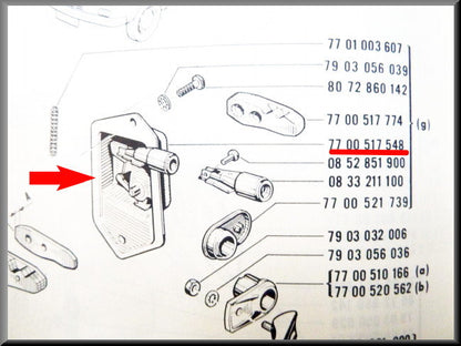Portierslot achter links – Renault 12 – OEM 7700517548