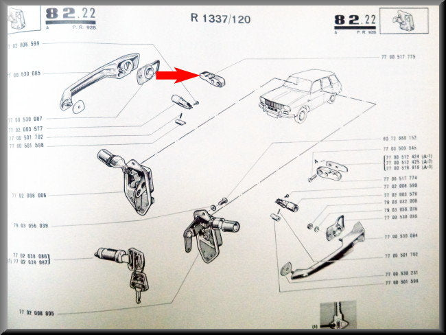 Right lock catch – Renault 12 – OEM 7700517775