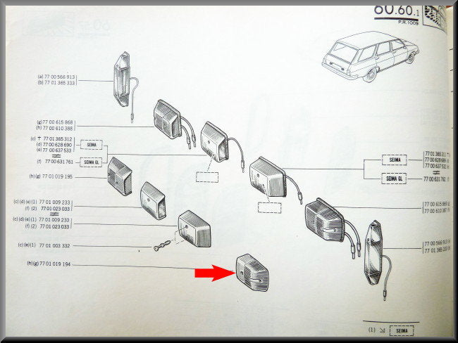 Capuchon pour éclairage de plaque d'immatriculation – Renault 12 – OEM 7701019194