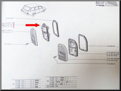 Feu arrière gauche – Renault 12 Break – OEM 7701021612