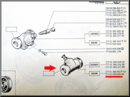 Wielrem cilinder achter links Girling – Renault 12 – OEM 7701024261