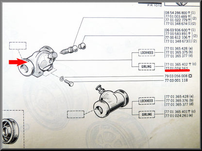 Cylindre de roue arrière droit Girling – Renault 12 - Renault 15 – OEM 7701024262