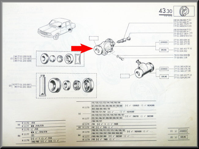 Cylindre de roue arrière droit Girling – Renault 12 - Renault 15 – OEM 7701024262