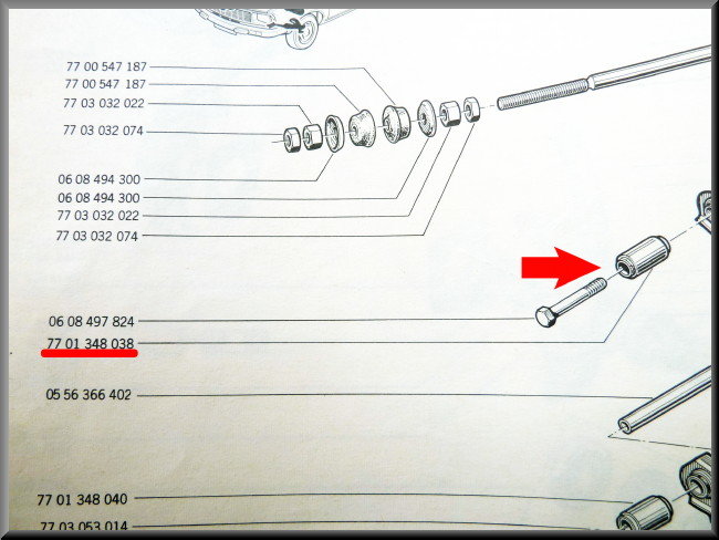Caoutchouc bras supérieur de suspension – Renault 12 – Renault 12 Gordini - Alpine A310 - Renault divers - OEM 7701348038