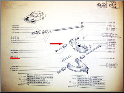 Caoutchouc bras supérieur de suspension – Renault 12 – Renault 12 Gordini - Alpine A310 - Renault divers - OEM 7701348038