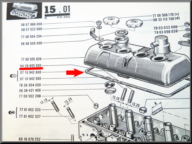 Joint de cache-culbuteurs – Renault 12 Gordini - Renault 16 - Renault 17 - OEM 0428855000