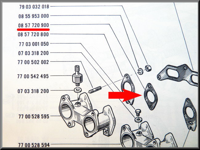 Joint de collecteur d'admission – Renault 12 Gordini – Renault 16 - Fuego - OEM 0857720900