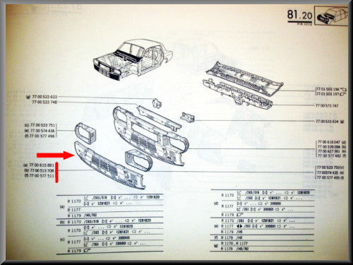 Frontplaat onderzijde – Renault 12 - OEM 5557