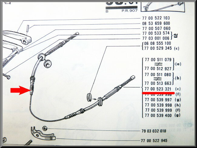 Handremkabel achter – Renault 12 – OEM 7700523321