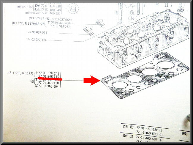 Koppakking – Renault 12 – Renault 15 - Renault 5 -  OEM 7701348119
