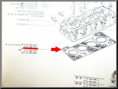 Koppakking – Renault 12 – Renault 15 - Renault 5 -  OEM 7701348119