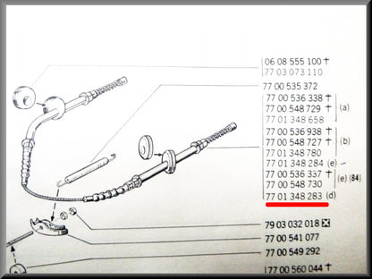 Handbrake cable - Renault 12 - Renault 15 - OEM 7701348283