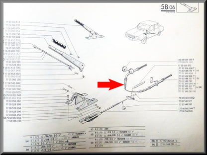 Handbrake cable - Renault 12 - Renault 15 - OEM 7701348283