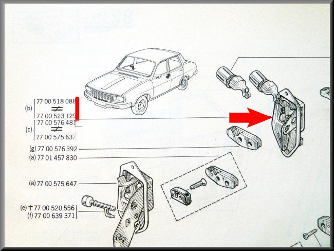 Serrure de porte avant droite – Renault 12 – OEM 7700518088 / 6000046770 / 7700576481