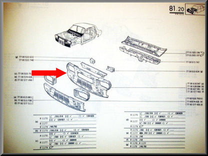 Front plaat – voorzijde – Renault 12 oude type - OEM 5556