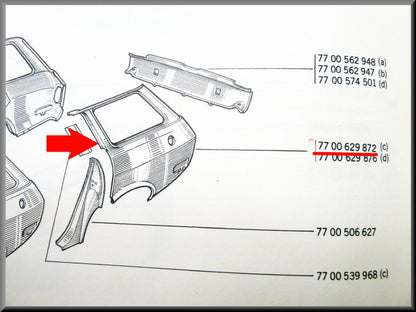 Aile arrière gauche – Renault 12 Break – OEM 7700629872