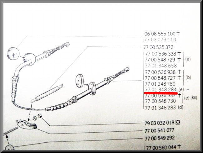 Handbrake cable – Renault 12 Break – OEM 7701348284