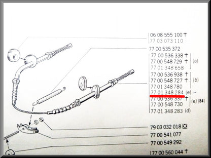 Handbrake cable – Renault 12 Break – OEM 7701348284