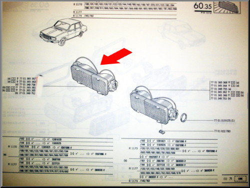 Feu de position complet droit jaune blanc CIBIE – Renault 12 – OEM 7701348752