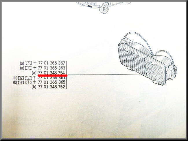 Stadslicht unit compleet rechts wit/wit CIBIE – Renault 12 – OEM 7701348754