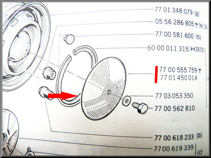 Wieldop chroom – Renault 12 – Renault 16 - Renault 5 - OEM 7701450014