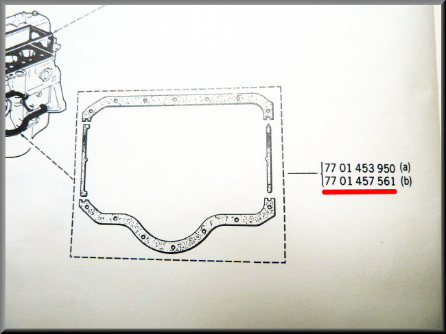 Joint de carter d'huile (180mm) – Renault 12 – Renault 5 - Renault -8 - Renault divers - OEM 7701457561
