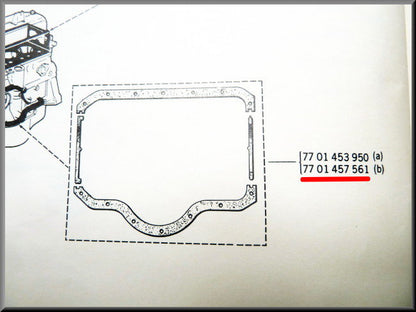 Joint de carter d'huile (180mm) – Renault 12 – Renault 5 - Renault -8 - Renault divers - OEM 7701457561
