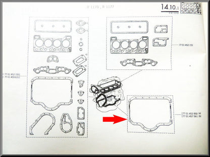 Joint de carter d'huile (180mm) – Renault 12 – Renault 5 - Renault -8 - Renault divers - OEM 7701457561