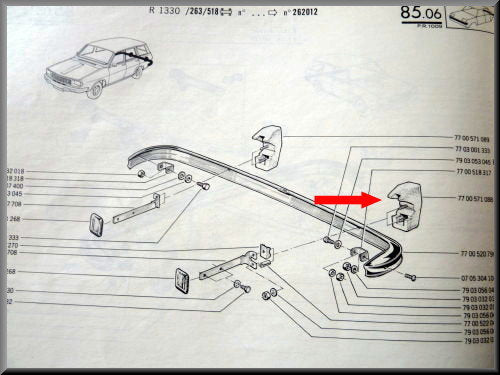 Rubber block bumper rear left R12 Break