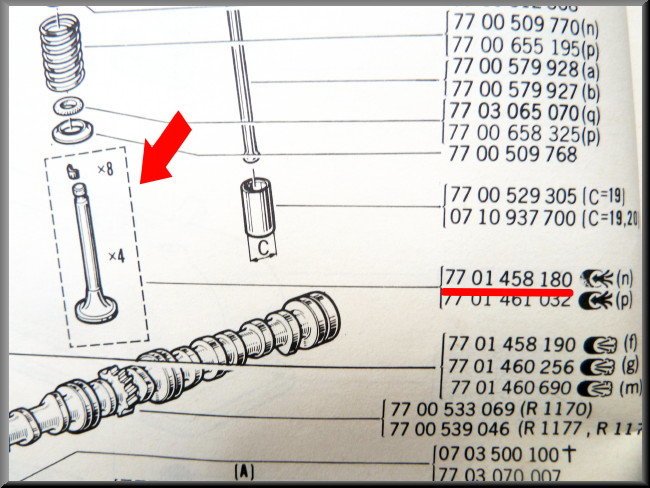 Soupape d'admission – Renault 12 – Renault 5 – Estafette – OEM 7701458180
