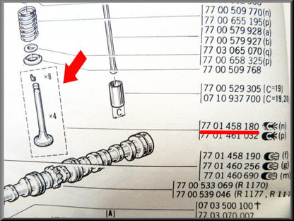 Soupape d'admission – Renault 12 – Renault 5 – Estafette – OEM 7701458180