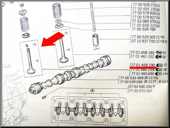 Soupape d'échappement – Renault 12 – Renault 5 - Renault 10 - OEM 7701458190