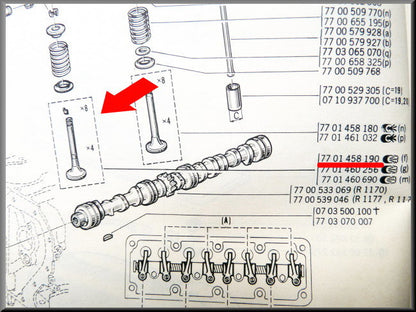 Soupape d'échappement – Renault 12 – Renault 5 - Renault 10 - OEM 7701458190