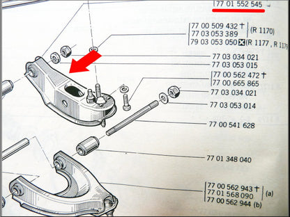 Bras supérieur de suspension – Renault 12 – Renault 15 - Renault 17 - OEM 7701552545 - NOS