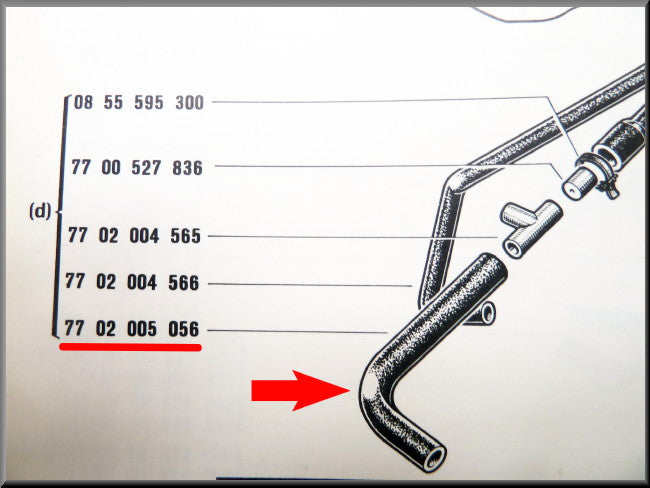 Carter ontluchting slang – Renault 12 – OEM 7702005056