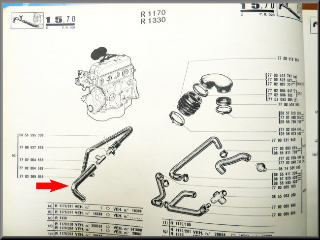 Carter ontluchting slang – Renault 12 – OEM 7702005056