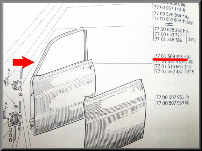 Portier linker voorzijde – Renault 12 – OEM 7701509395