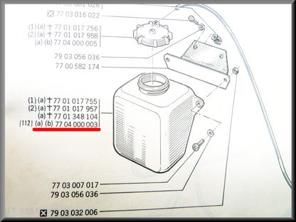 Réservoir lave-glace – Renault 12 – Renault 18 - Renault 4 -  OEM 7704000003