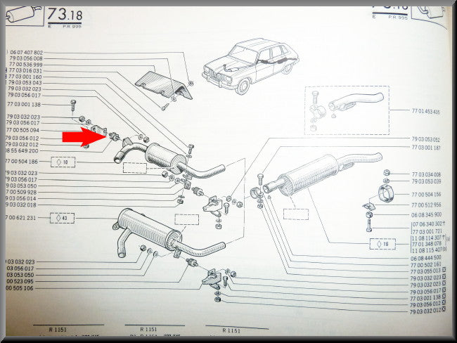 Silent block exhaust – Renault 16 – OEM 0855649200