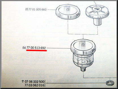 Réservoir de liquide de frein – Renault 12 – Renault 16 - Renault 15 - OEM 0855705200 / 7700513692