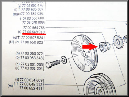 Poulie vilebrequin avec cale – Renault 12 – Renault 15 - Renault 17 - OEM 7700649910 / 7700650823