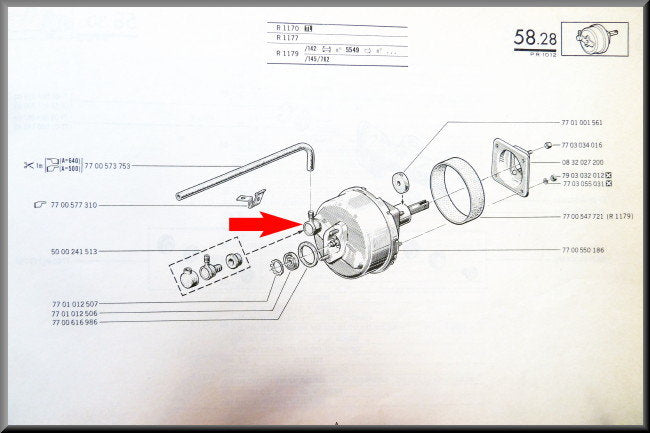 Valve d'assistance de freinage – Renault 12 – Renault 16 - Renault 17 - OEM 5000241513