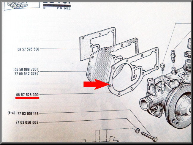 Joint de pompe à eau – Renault 12 Gordini - Renault 16 - Renault 17 – OEM 7704000288 / 0857528300