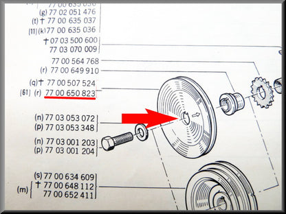Poulie vilebrequin avec cale – Renault 12 – Renault 15 - Renault 17 - OEM 7700649910 / 7700650823