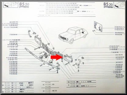 Cadre de phare gauche (plastique) – Renault 16 TL, TS >1972 – OEM 7700580996