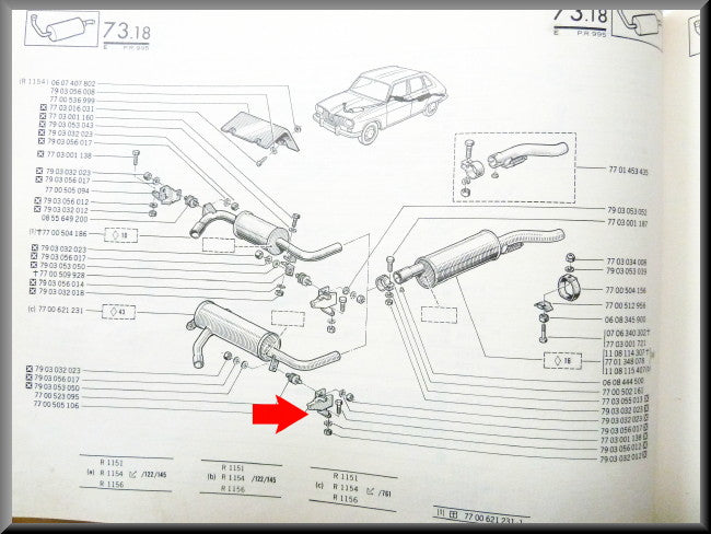 Uitlaat houder links achter – Renault 16 – OEM 7700505106